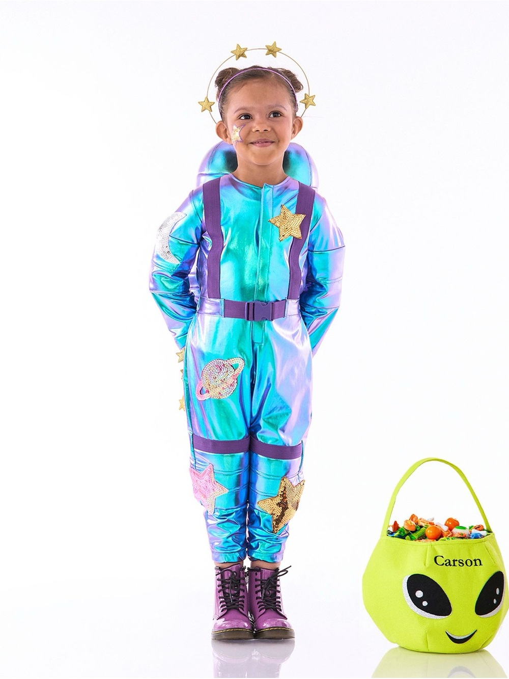 Pottery Barn Kids Iridescent Light-Up Cosmic Sparkle Astronaut Halloween Costume